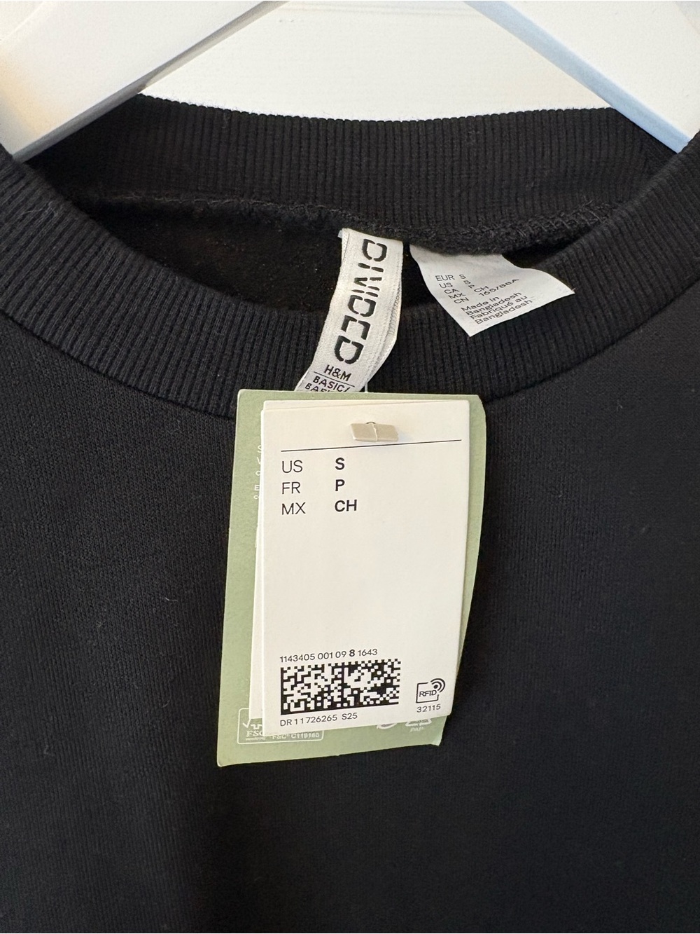 New H&M Black Crewneck Sweatshirt Size Small Cotton - Picture 5 of 10